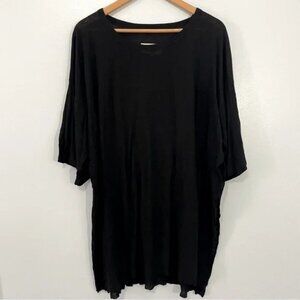 MM6 Maison Martin Margiela Black Wool Blend Side Slit Short Sleeve Tee M